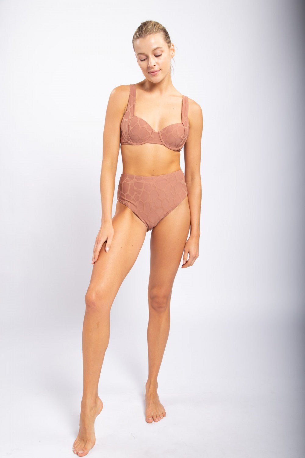 Textured Giraffe Jacquard Tactel Highwaist Bikini - House of Drip Apparel