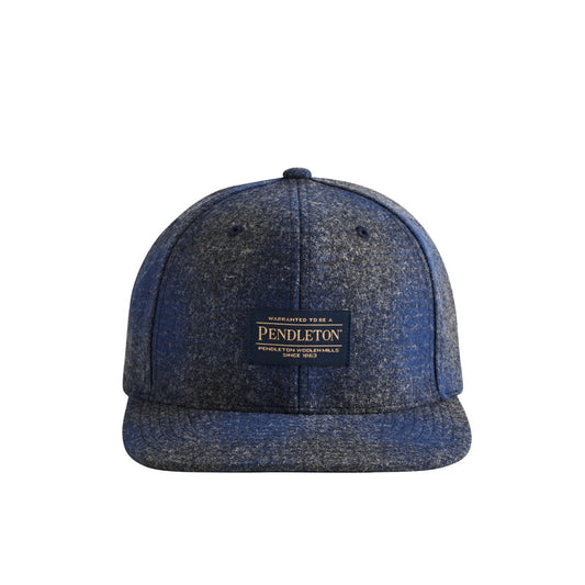 Plaid Flat Brim Hat Navy/Oxford Mix Ombre - Pendleton
